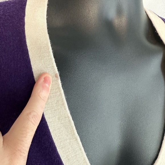 Vintage Ralph Lauren Rugby Cardigan Sweater Merino Wool Purple Size Medium - Picture 7 of 7